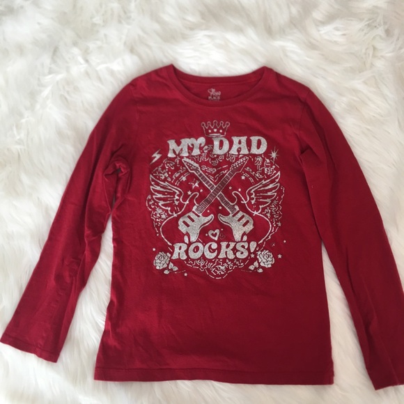 Girl's 🎸My Dad Rocks🎸Red T-Shirt, Size L (10-12) - Picture 2 of 7